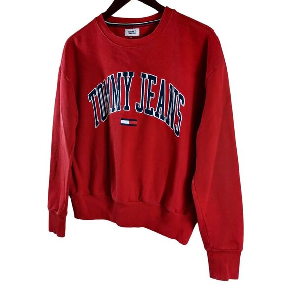 TOMMY HILFIGER Men's Red Long Sleeve Crew Graphic Sweatshirt Jumper Size Small - Picture 2 of 9